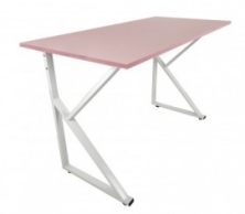 BÀN CHỮ K GỖ MẶT HỒNG CHÂN TRẮNG