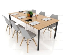 Bàn Họp Hiên Đại Chân Sắt Gỗ Công Nghiệp 