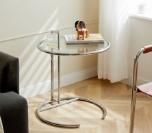 Bàn tròn decor trong suốt phong cách Hàn Quốc có điều chỉnh độ cao