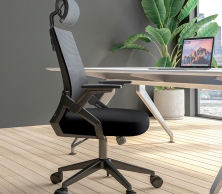 Ghế Văn Phòng Lưng Cao Có Tựa Đầu Thông Minh Tay Linh Hoạt TM306A (Khung Đen)