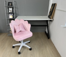 Ghế xoay trang điểm, học tập, làm việc nệm nhung hồng tặng kèm nơ xinh xắn TM410