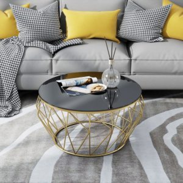 Bàn Trà Sofa Màu Đồng Mặt Kính Rẻ Đẹp 01