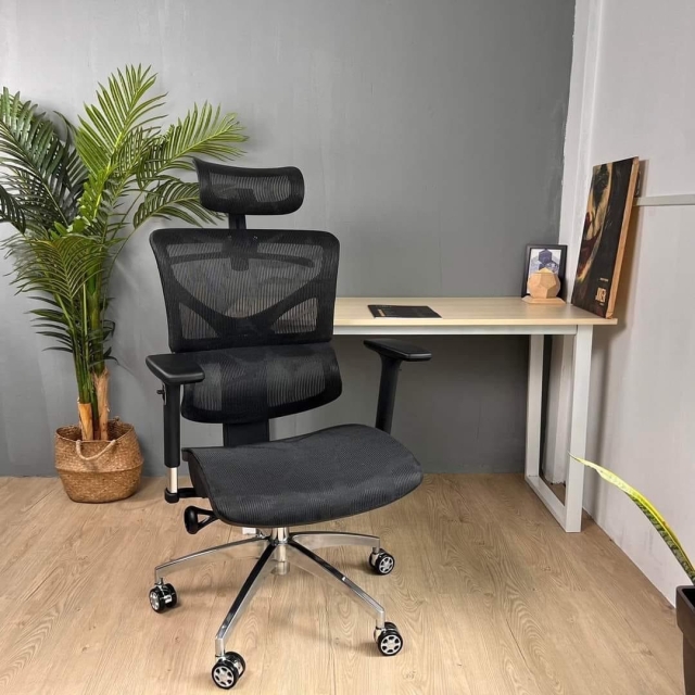 Ghế văn phòng công thái học cao cấp chân xoay có tựa đầu spirit