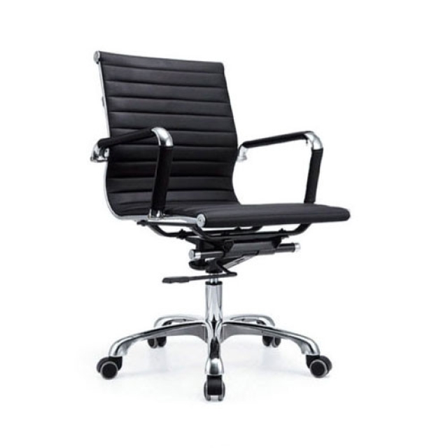 Ghế Xoay Da Lưng  Trung  Chân Nhôm Cao Cấp TM317B